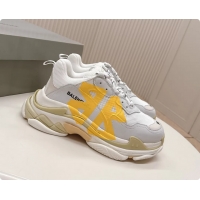 Popular Style Balenciaga Triple S Tape Type Suede and Canvas Sneakers White 6061022