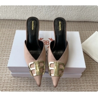 Durable Balenciaga Brown Satin BB Knife High Heeled Mules 6061103