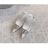 Sumptuous Balenciaga Knife BB White Leather Slingback Pumps 85MM 6061106