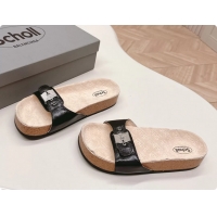 Discount Balenciaga Scholl Flat Sandal Black Glossy Arena Storico Lambskin 6061107