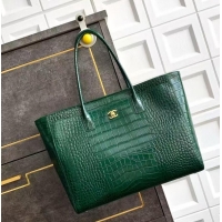 Buy Discount Chanel 26S Cerf Large Shopping Bag Crocodile Embossed Calfskin AS6244 Dark Green/Gold 2026