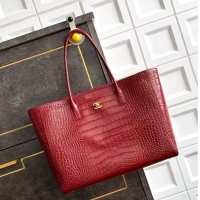 New Fashion Chanel 26S Cerf Large Shopping Bag Crocodile Embossed Calfskin AS6244 Burgundy/Gold 2026
