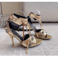 Best Grade Balenciaga Cagole High Heeled Leather Sandals Gold 100MM 6061202