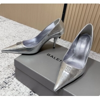 Best Product Balenciaga Avenue BB Editor Pumps Silver Calf Leather 85MM 6061205