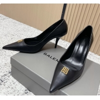 Top Grade Balenciaga Avenue BB Editor Pumps Black Calf Leather 85MM 6061205