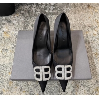 Lowest Price Balenciaga Crystal BB Knife Black Satin Pumps 75MM 6061207