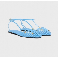 ​Top Grade Celine Cage Flat Sandal In Goatskin CE6534 Sky Blue 2026