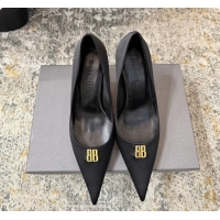 Top Design Balenciaga Avenue BB Knife Black Satin Pumps 75MM 6061207