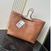 Promotional Chanel Large Shopping Tote Bag In Grained Calfskin AS6058 Brown/Gold