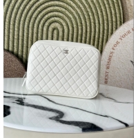 Inexpensive Chanel Caviar Quilted Pouch Cosmetic Case A31106 White