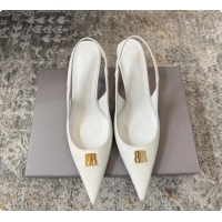 Most Popular Balenciaga Knife BB White Leather Slingback Pumps 75MM 6061207