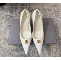 Grade Quality Balenciaga Knife BB White Leather Pumps 75MM 6061208