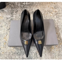 Good Quality Balenciaga Knife BB Black Leather Pumps 75MM 6061208