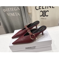 Purchase Balenciaga City Heeled Mules Burgundy Shiny Soft Calfskin Leather 50MM 6061209