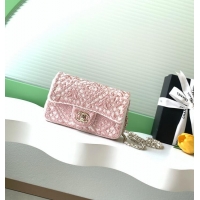 Buy Cheap Chanel 26P Knit Lace Embroidery Shoulder Bag AS4561 Pink/Gold 2026
