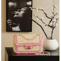 Top Quality Chanel Raffia Chain Venice Beach Flap Bag AS5699 Beige Pink/Light Gold 2026