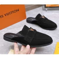 Hot Style Louis Vuitton LV Mare Open Back Loafer Black Suede Leather 6061401