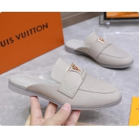 Sumptuous Louis Vuitton LV Mare Open Back Loafer Gray Calfskin Leather 6061401