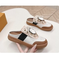 Top Grade Louis Vuitton x Grace Lous Open Back Sneakers White Black Brown Canvas 6061402