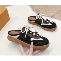 Perfect Louis Vuitton x Grace Lous Open Back Sneakers Black Calfskin and Suede Leather 6061402