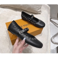 Pretty Style Louis Vuitton LV Romy Ballet Ballerina Flats with Studs Black Lambskin 6061406