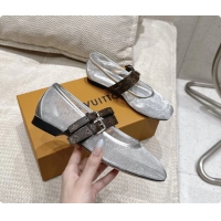 Shop Duplicate Louis Vuitton LV Ballet Ballerina Flats Silver Mesh and Monogram Canvas 6061407