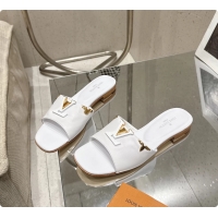 Popular Style Louis Vuitton LV Mare Flat Mule Slides Sandals White Calfskin Leather 6061415
