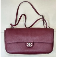 Buy Discount Chanel Maxi Flap Bag Grained Calfskin AS6231 Burgundy/Silver 2026