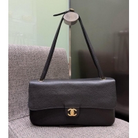 Luxury Cheap Chanel Maxi Flap Bag Grained Calfskin AS6231 Black/Gold 2026