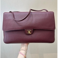 Reasonable Price Chanel Maxi Flap Bag Grained Calfskin AS6233 Burgundy/Gold 2026