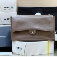 Well Crafted Chanel Maxi Flap Bag Grained Calfskin AS6233 Light Brown/Silver 2026