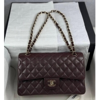 Top Grade Chanel Quilted Leather Classic Double Flap Bag AS2562 Burgundy Gold Hardware