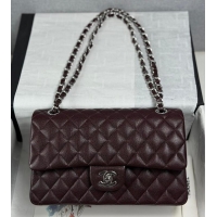 Famous Brand Chanel Quilted Leather Classic Double Flap Bag AS2562 Dark Brown Silver Hardware