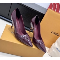 Durable Louis Vuitton City Pumps Shoes Purple Patent Leather 100MM 6061503