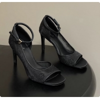 Grade Quality Louis Vuitton Gala High Heeled Sandals Shoes Black Mesh Monogram Strass 85MM 6061507