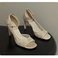 Best Product Louis Vuitton Gala High Heeled Sandals Shoes Beige Mesh Monogram Strass 85MM 6061507