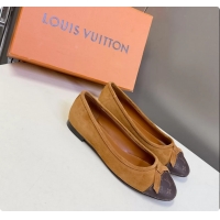 Unique Style Louis Vuitton Nina Bow Ballet Flat Shoes Monogram Canvas and Light Blue Brown Suede Leather 6061601