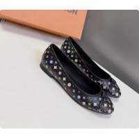 Top Grade Louis Vuitton LVxTM Nina Bow Ballet Flat Shoes Black Multicolor Monogram Canvas 6061601