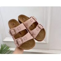 Pretty Style Louis Vuitton LV Venice Flat Mules Sandals Pink Monogram Suede Calf Leather 6061604