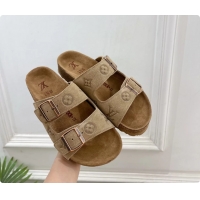 Unique Louis Vuitton LV Venice Flat Mules Sandals Gray Monogram Suede Calf Leather 6061604