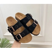 Trendy Design Louis Vuitton LV Venice Flat Mules Sandals Black Monogram Suede Calf Leather 6061604