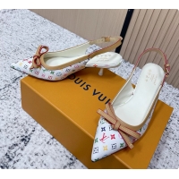 Unique Discount Louis Vuitton LVxTM 6AM Flower Slingback Pumps White Multicolor Mongoram Canvas 45MM 6061605