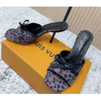 Top Design Louis Vuitton Bowknot 6AM High Heeled Mules Sandals Gray Monogram Canvas 95MM 6061606