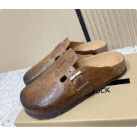 Stylish Louis Vuitton LV Cosy Flat Comfort Closed Mule Brown Monogram Leather 6061607