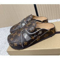 Perfect Louis Vuitton LV Cosy Flat Comfort Closed Mule Black Monogram Leather 6061609