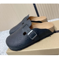 Luxury Louis Vuitton LV Cosy Flat Comfort Closed Mule Black Monogram Leather 6061609