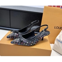 Hot Style Louis Vuitton LVxTM 6AM Bow Slingback Pumps Black Multicolor Monogram Canvas 65MM 6061614