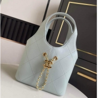 Top Design Chanel Calfskin Leather Small Shopping Bag AS6132 Light Blue 2026