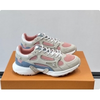 Cheap Price Louis Vuitton LV Olympia Sneaker Cream Pink Lace Technical Mesh and Nubuck Leather 6061704