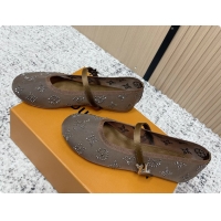 Good Product Louis Vuitton Mary Jane Romy Flat Ballerina Brown Mesh Strass 6061705